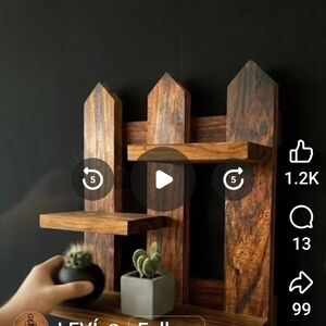 Rustic Brown Wooden Wall Shelf